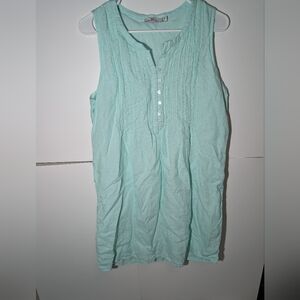 Vineyard Vines Mint Pintuck Henley Sleeveless Mini Dress / Tunic
